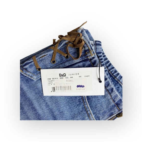 new Dolce & Gabbana D&G Junior ☻ Denim Jeans with Tie Front ☻ Medium Blue ☻ 5 10 - Picture 7 of 16